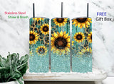 Tumbler - Sunflowers in Teal