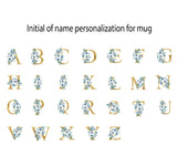 Mug - Floral monogram and name in wreath mug