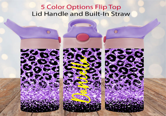 Flip Top Tumbler - Purple/ Black Leopard/ Cheetah Print