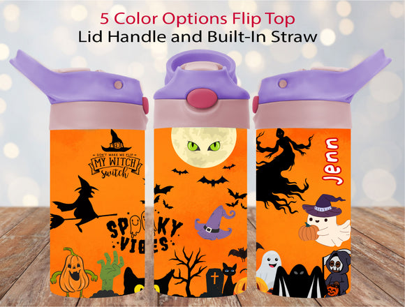 Flip Top Tumbler - Halloween spooky vibes in orange color