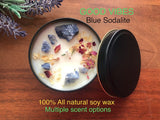 Manifestation chakra candle with crystal gemstones