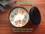 Manifestation chakra candle with crystal gemstones