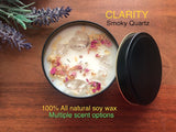 Manifestation chakra candle with crystal gemstones