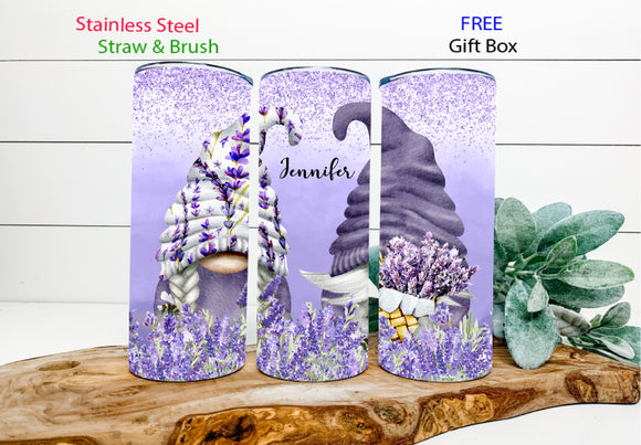 Tumbler - Lavender gnome personalized tumbler