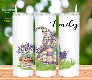 Tumbler - Lavender gnome personalized tumbler