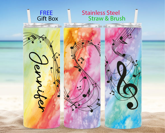 Tumbler - Musical Notes in Rainbow Colors