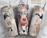 Tumbler - Blush rose pig personalized tumbler