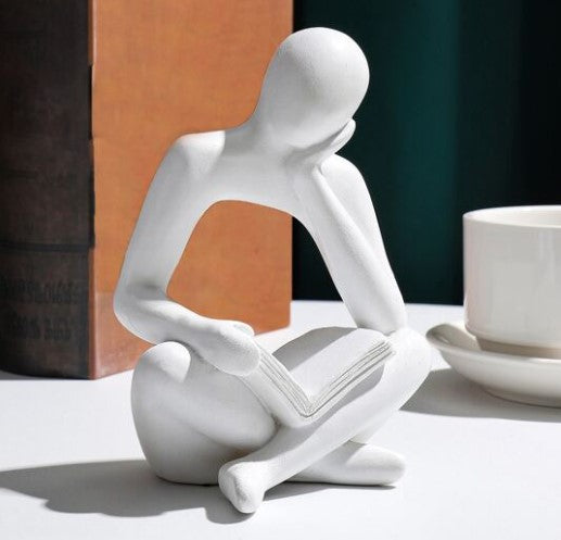 Home Decor - Desk Art - Reader figurine in white