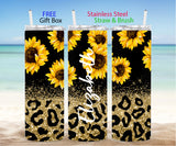 Tumbler - Sunflowers in Gold & Black