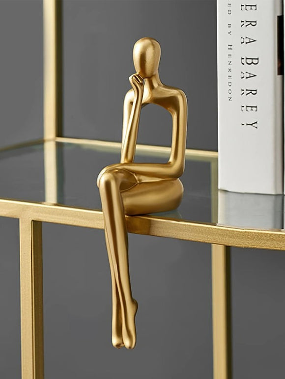 Home Decor - Desk Art - Thinker figurine in gold color