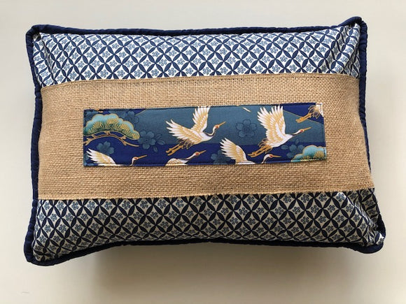 Lumbar Pillow - Cranes in Fence