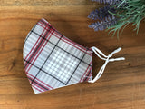 Face Mask - Plaid #6 Gray/Pink