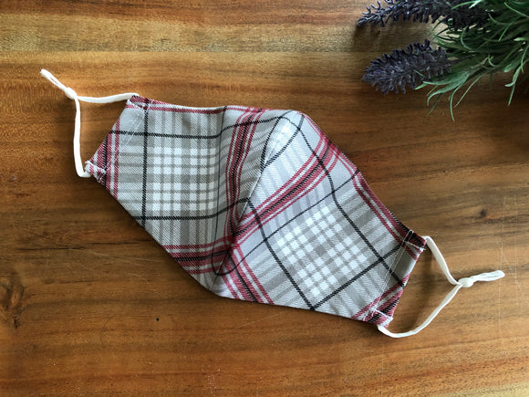 Face Mask - Plaid #6 Gray/Pink
