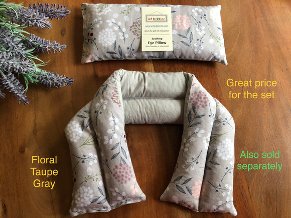 Eye Pillow & Neck Wrap Set - Floral Taupe Gray (2pcs)