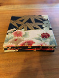 Coasters - Asian Fans and Gold Leaves in Black (set of 4)