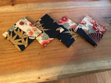 Coasters - Asian Fans and Gold Leaves in Black (set of 4)