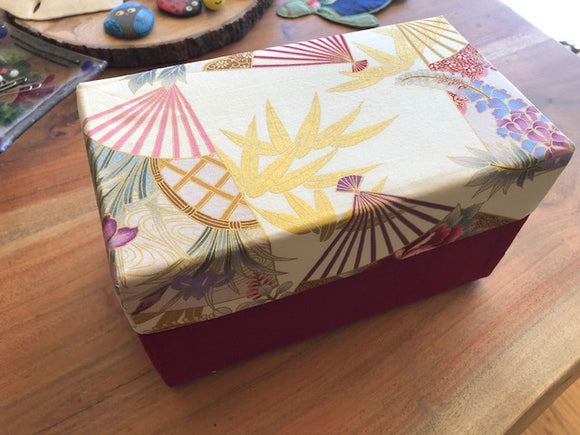 Art Bubbles decor box - Asian Fans and Gold Leaves in Cream