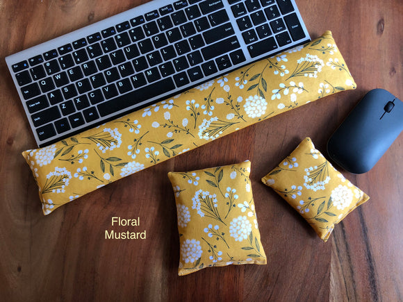 Keyboard Rest, Mouse & Elbow Set - Floral Mustard (3pcs)