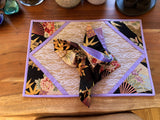 Placemats - Asian Fans and Gold Leaves in Black with Lace (set of 2)