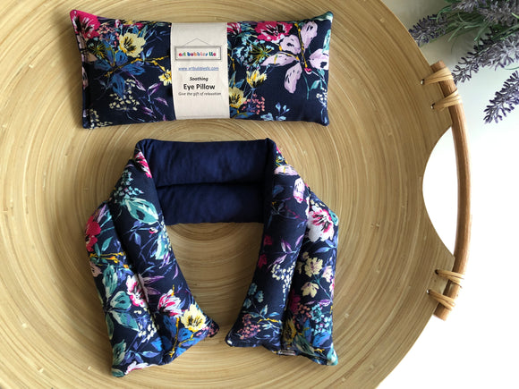 Eye Pillow & Neck Wrap Set - Floral Navy Blue (2pcs)
